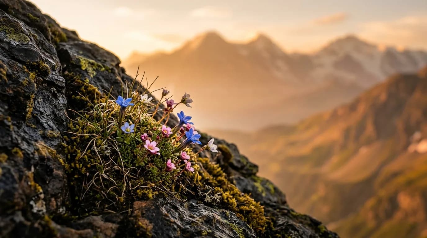 Flores silvestres al atardecer